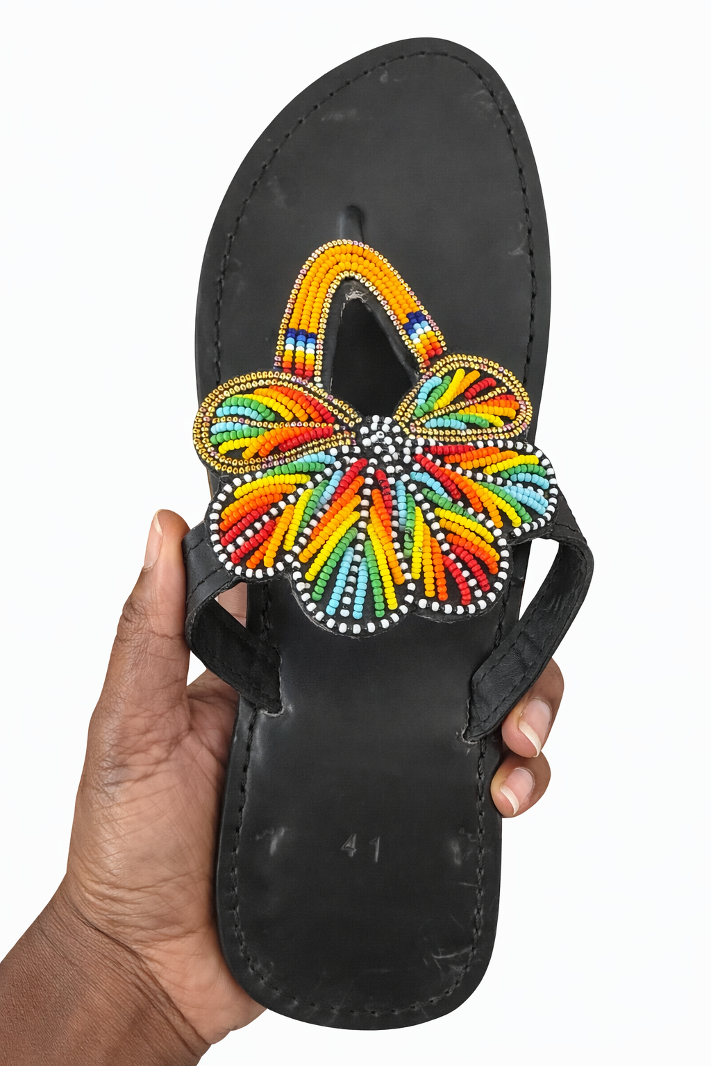 African Leather Sandals – Black