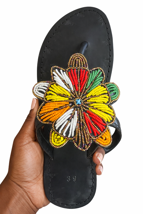 African Leather Sandals – Black