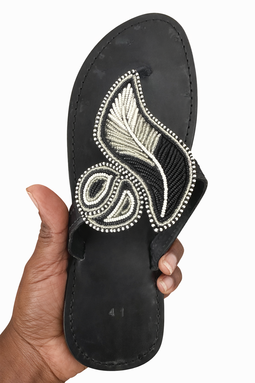 African Leather Sandals – Black